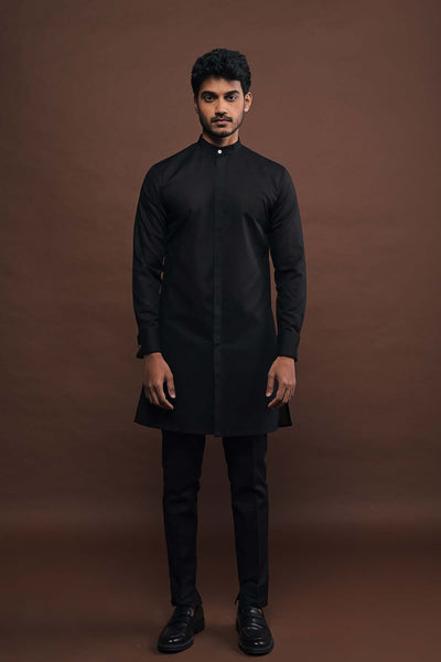 Project Bandi Black Kurta Pajama Set indian designer wear online shopping melange singapore 
