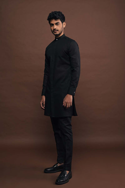 Project Bandi Black Kurta Pajama Set indian designer wear online shopping melange singapore 
