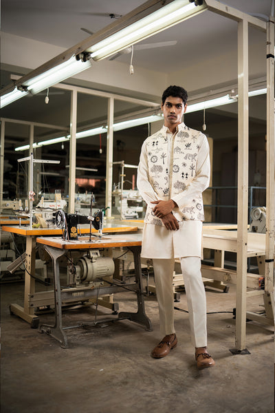 Project Bandi Black Vaana Open Bandi With Matching Kurta Pajama Set indian designer wear online shopping melange singapore