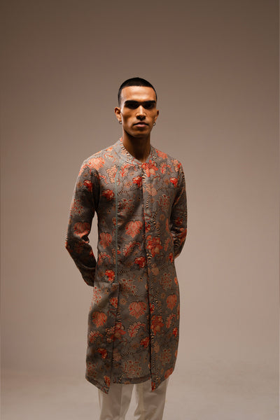 Project Bandi Grey Hamdard Long Kurta Pajama Set indian designer wear online shopping melange singapore