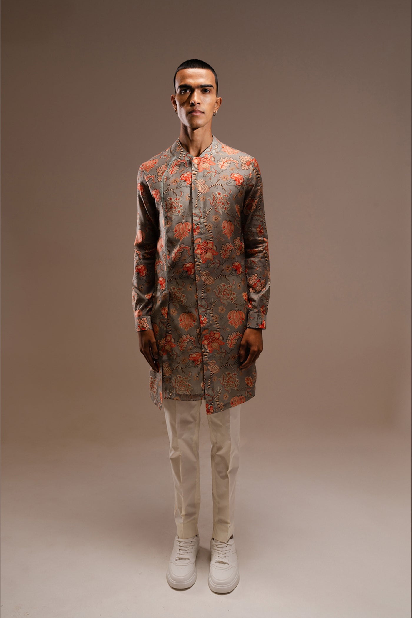 Project Bandi Grey Hamdard Long Kurta Pajama Set indian designer wear online shopping melange singapore