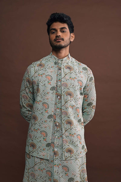 Project Bandi Mist Open Bandi With Matching Kurta And White Pajama Set indian designer wear online shopping melange singapore 