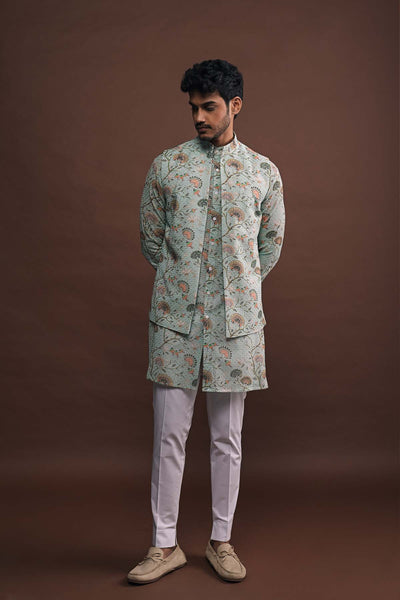 Project Bandi Mist Open Bandi With Matching Kurta And White Pajama Set indian designer wear online shopping melange singapore 