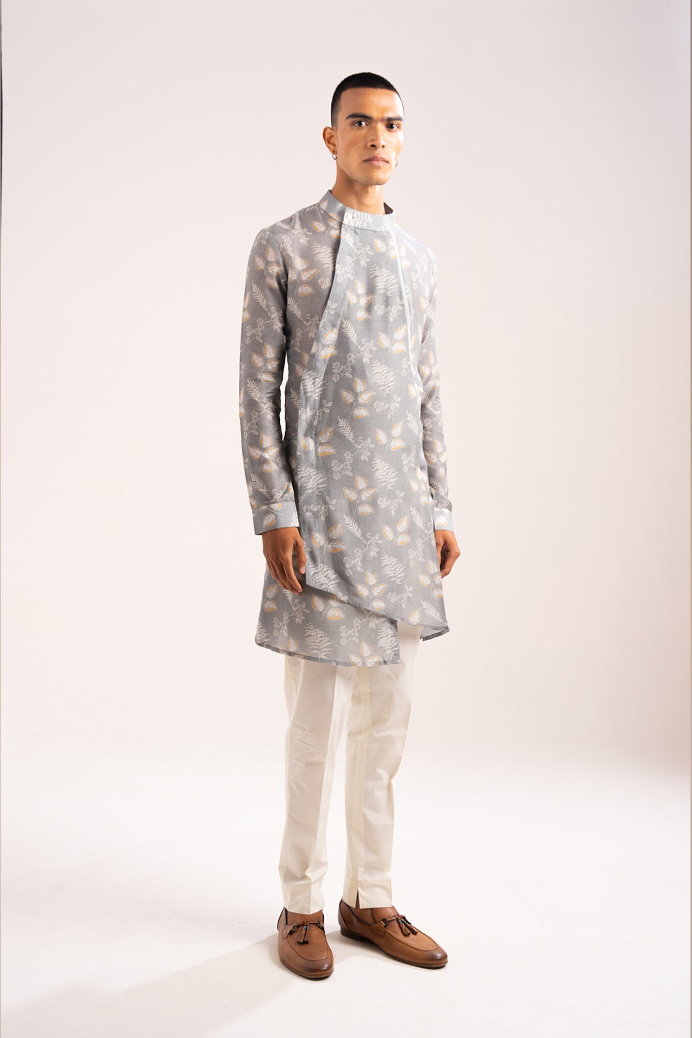 Project Bandi Mountain Ash Pleated Kurta Pajama Set indian designer wear online shopping melange singapore