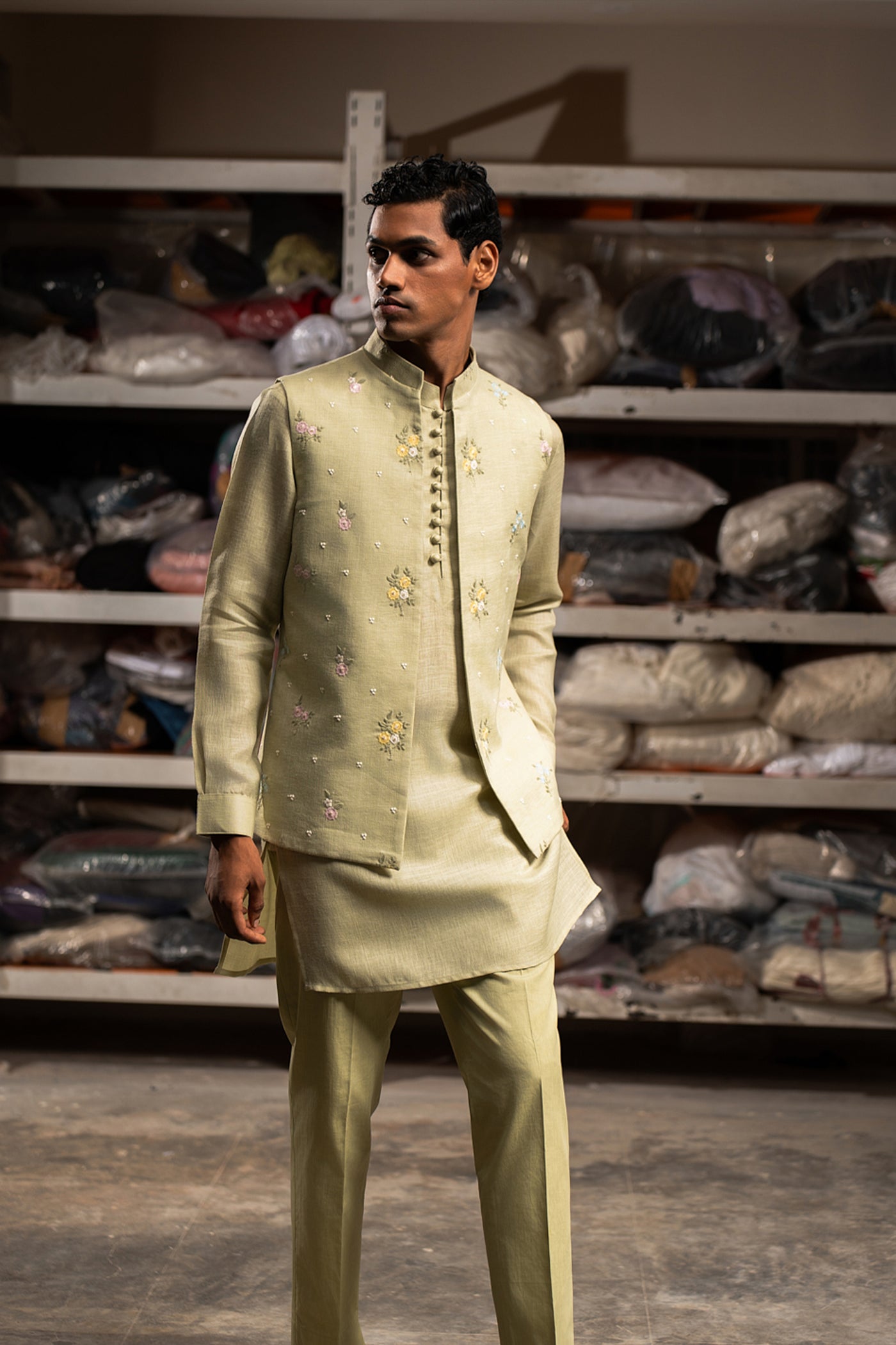 Project Bandi Raag Open Bandi With Matching Kurta Pajama Set indian designer wear online shopping melange singapore