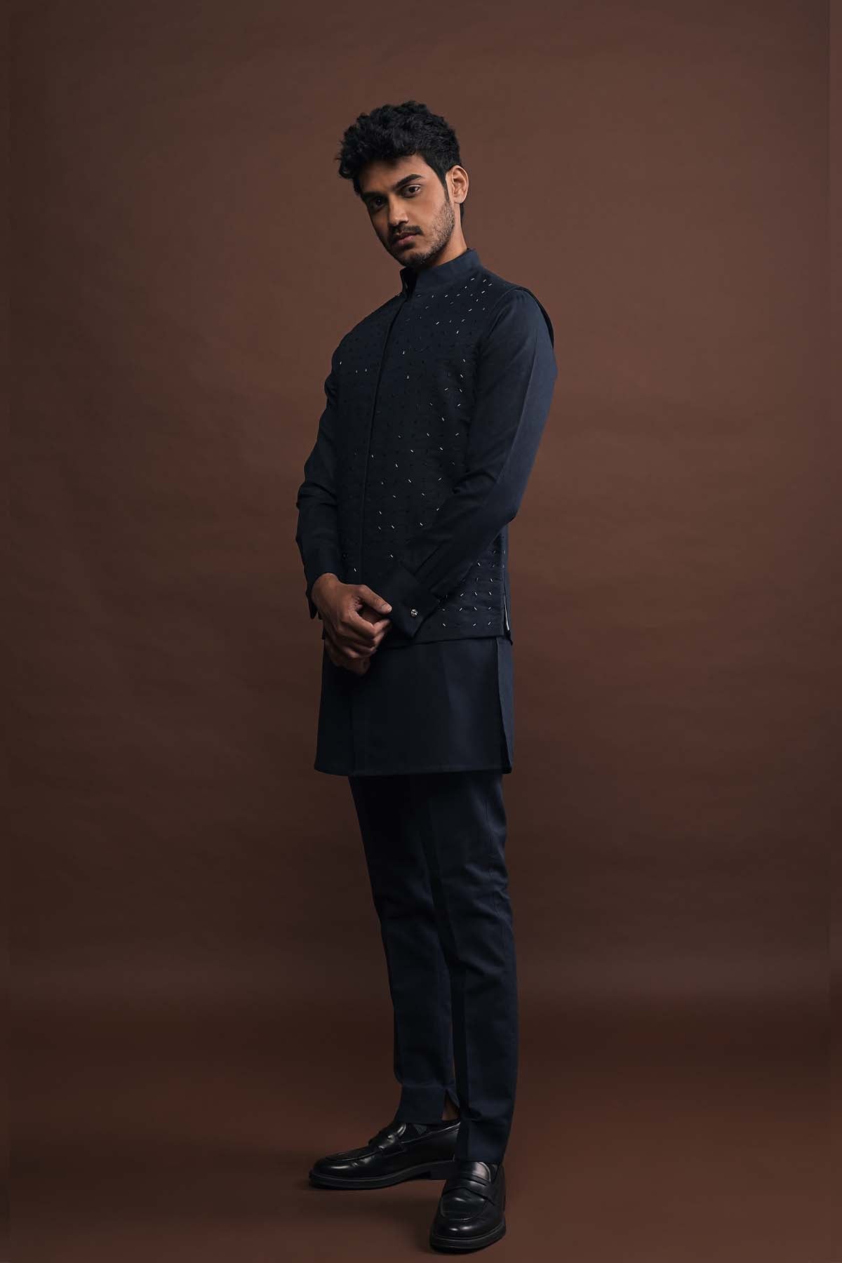 Project Bandi Twilight Embroidered Bandi With Matching Kurta Pajama Set indian designer wear online shopping melange singapore 