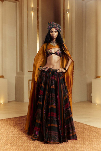Punit Balana Amer Lehenga Set Black indian designer wear online shopping melange singapore 