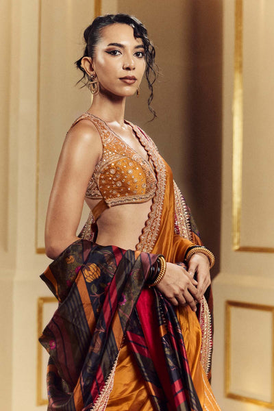 Punit Balana Amer Lehenga Set Sarso indian designer wear online shopping melange singapore 