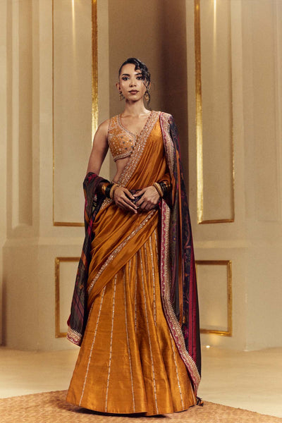 Punit Balana Amer Lehenga Set Sarso indian designer wear online shopping melange singapore 