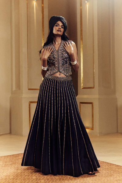 Punit Balana Amer Waiscoat Lehenga Set indian designer wear online shopping melange singapore 