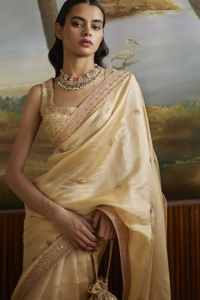 Punit Balana Buttercup Hand Embroidered Saree With Blouse indian designer wear online shopping melange singapore