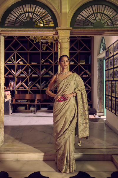 Punit Balana Classic Gold Tissue Saree indian designer wear online shopping melange singapore