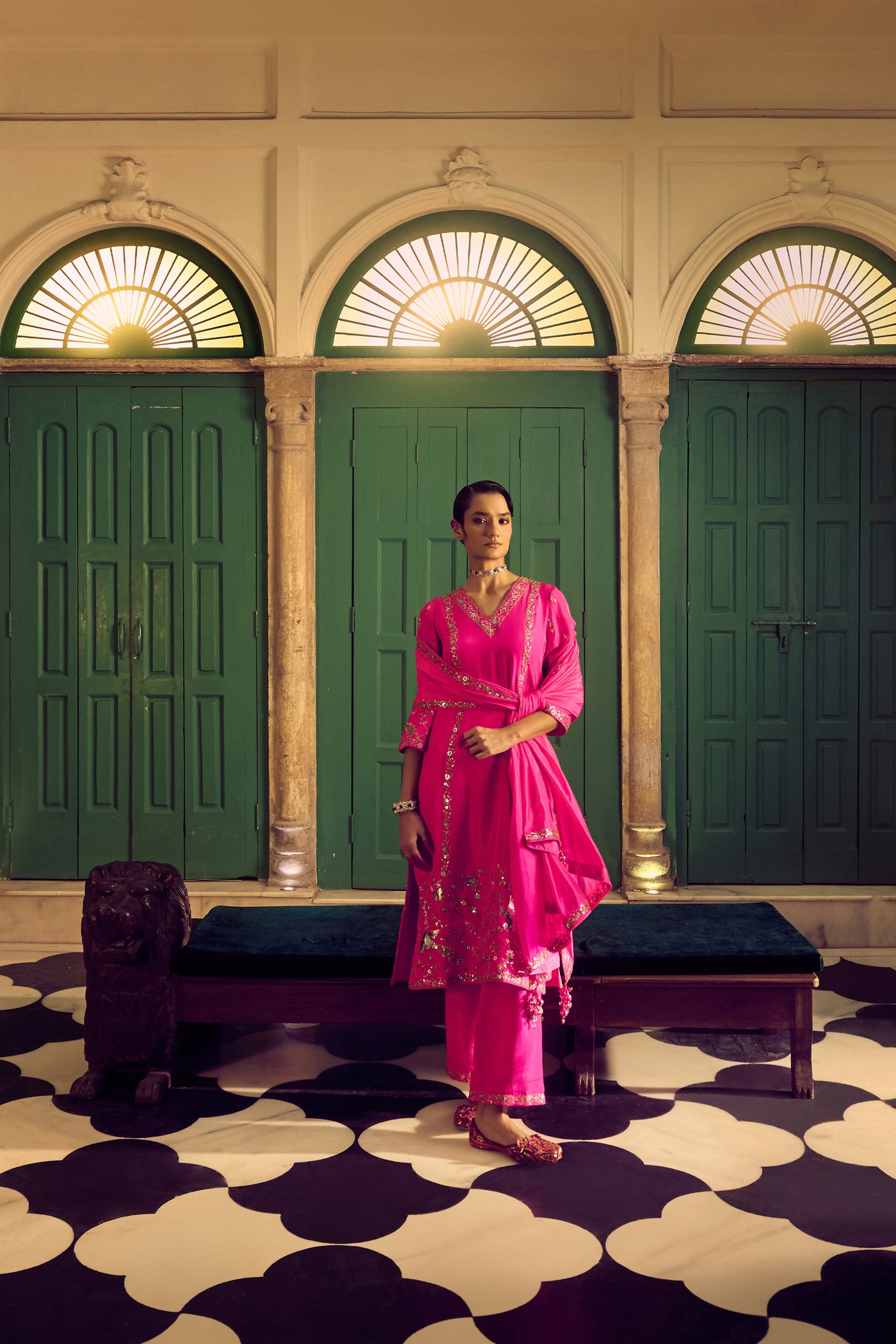 Punit Balana Classic Gulaabi Gulaal  Kurta Set indian designer wear online shopping melange singapore
