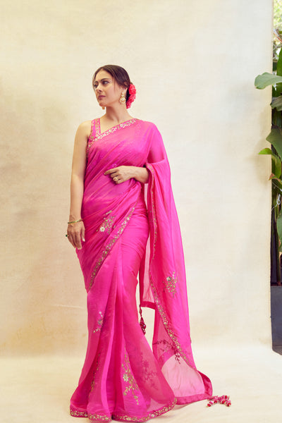 Punit Balana Classic Gulaabi Saree Indian designer wear online shopping melange singapore