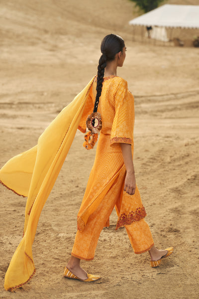 Punit Balana Classic Kurta set Mustard indian designer wear online shopping melange singapore