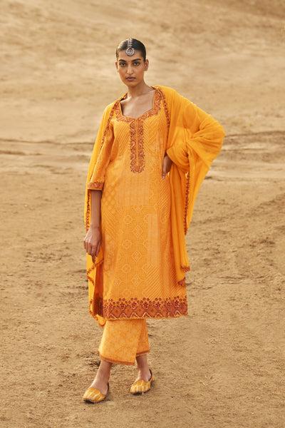 Punit Balana Classic Kurta set Mustard indian designer wear online shopping melange singapore