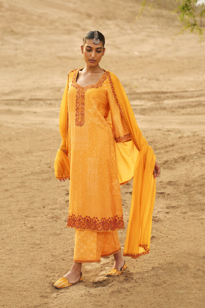 Punit Balana Classic Kurta set Mustard indian designer wear online shopping melange singapore