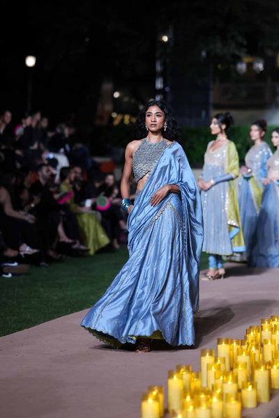 Punit Balana Classic Lehenga Set Blue indian designer wear online shopping melange singapore 