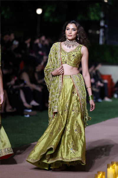 Punit Balana Classic Lehenga Set Green indian designer wear online shopping melange singapore 
