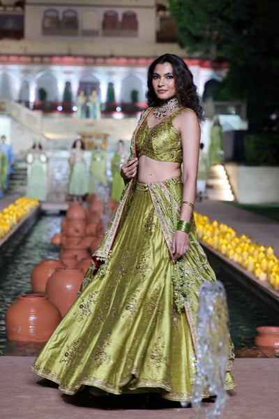 Punit Balana Classic Lehenga Set Green indian designer wear online shopping melange singapore 