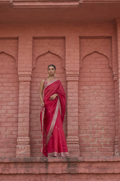 Punit Balana Classic Surkh Laal Saree Set Red indian designer wear online shopping melange singapore