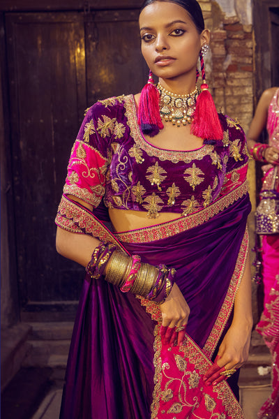 Punit Balana Classic Tasseled Embroidery Saree indian designer wear online shopping melange singapore
