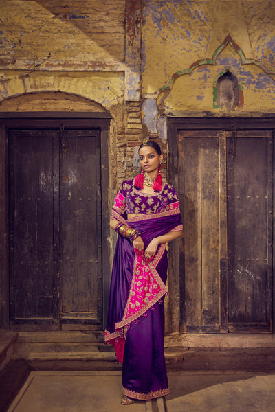 Punit Balana Classic Tasseled Embroidery Saree indian designer wear online shopping melange singapore
