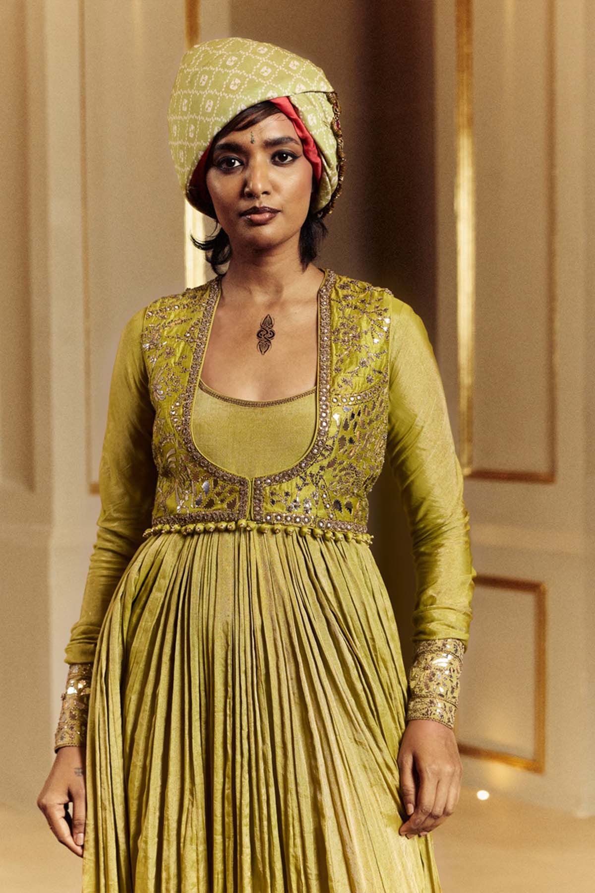 Punit Balana Dry Heena Green Anarkali Set indian designer wear online shopping melange singapore 