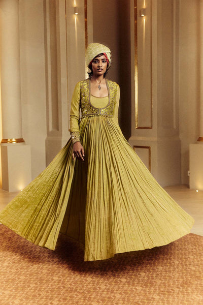 Punit Balana Dry Heena Green Anarkali Set indian designer wear online shopping melange singapore 