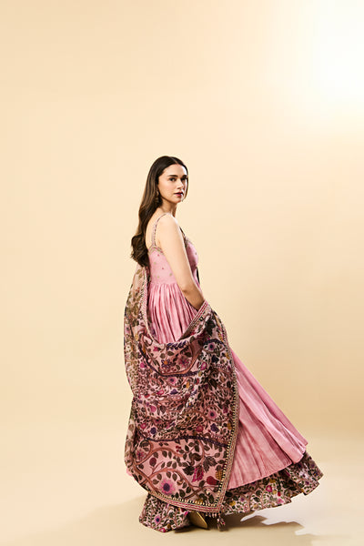Punit Balana Dusky Pink Strappy Anarkali indian designer wear online shopping melange singapore