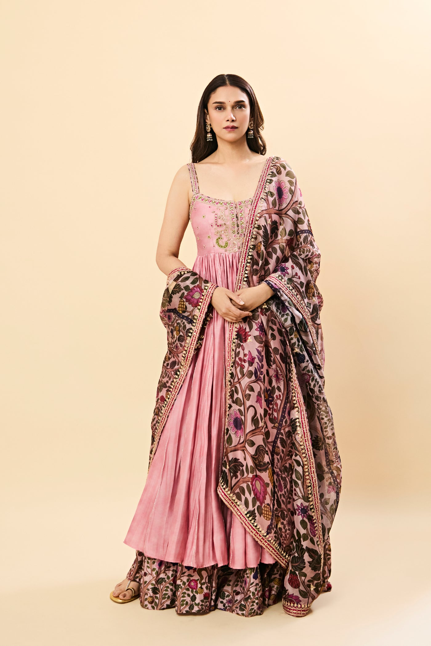 Punit Balana Dusky Pink Strappy Anarkali indian designer wear online shopping melange singapore