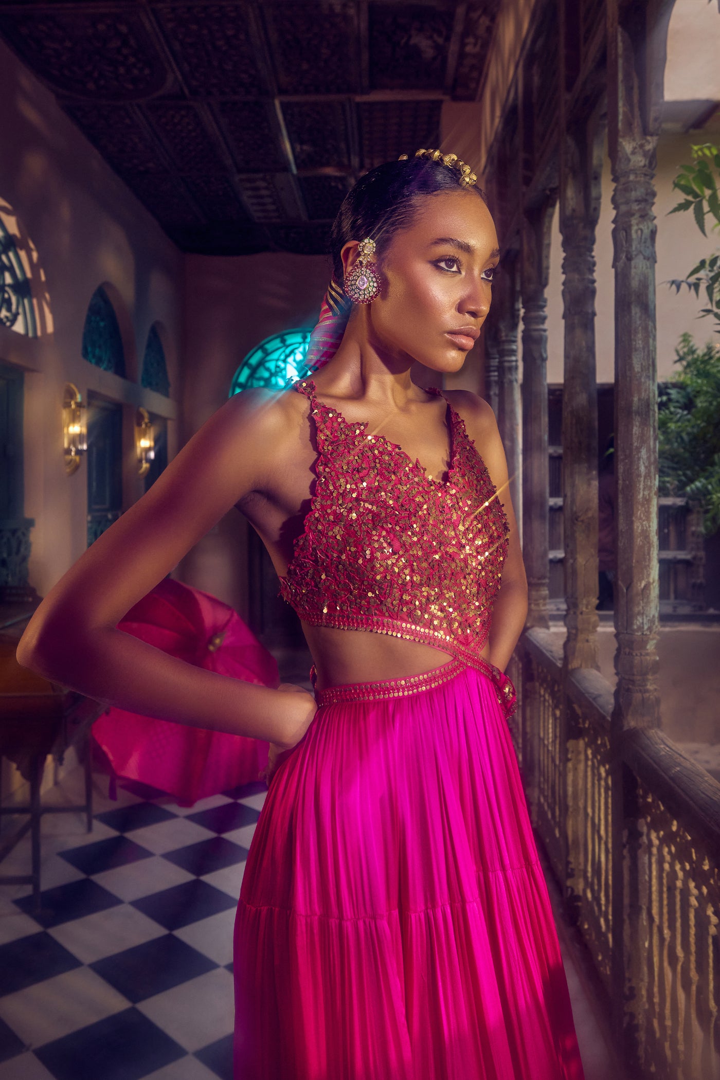 Punit Balana Ghagri Maxi Gulabi Gulaal indian designer wear online shopping melange singapore