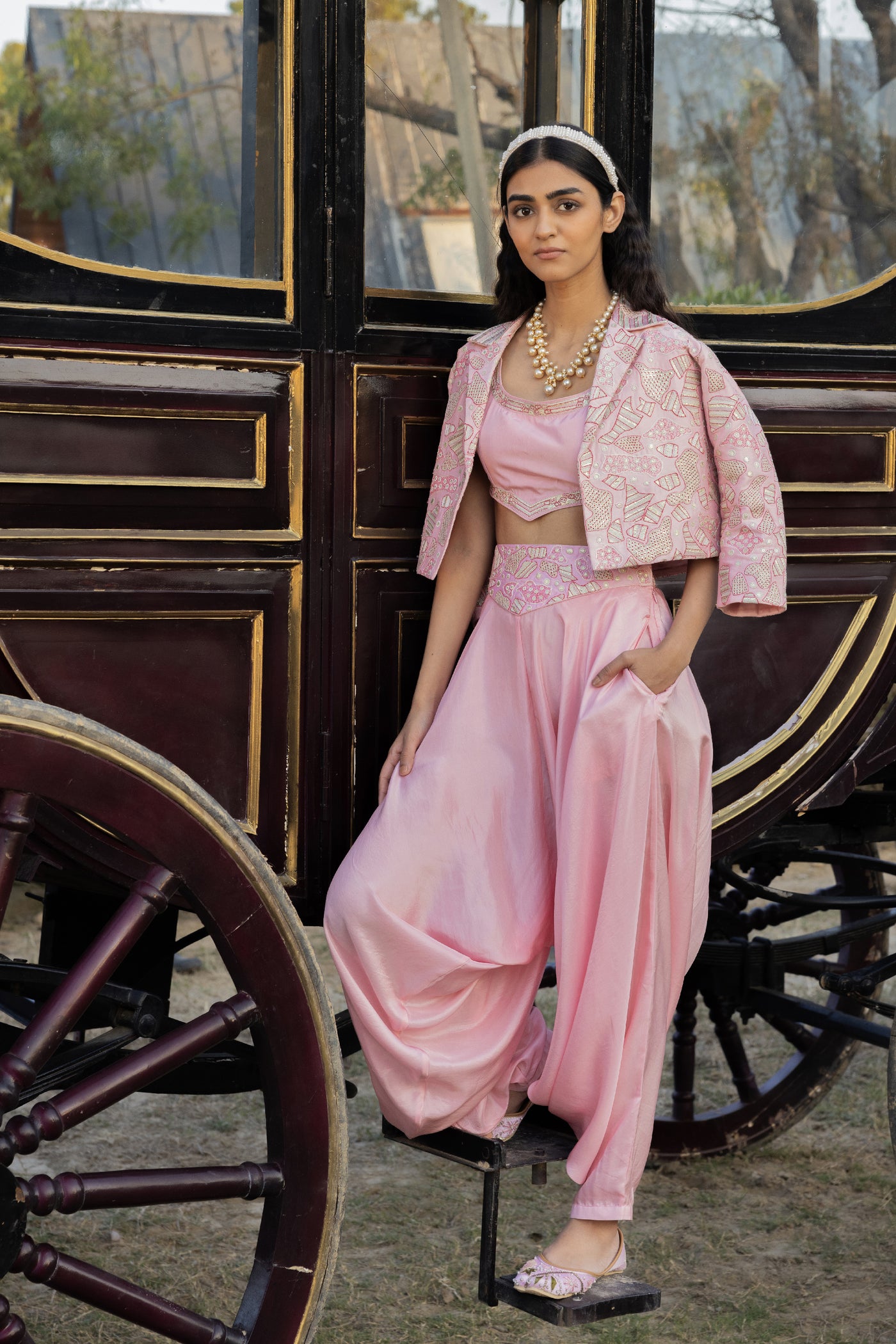 Punit Balana Jacket With Cowl Pants indian designer wear online shopping melange singapore