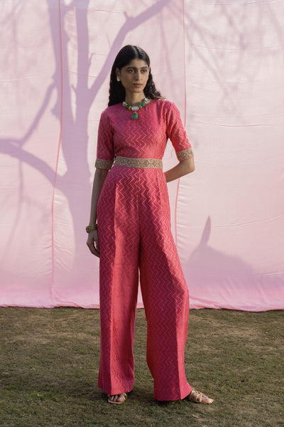 Punit Balana Kasundi Banarasi Silk Jump Suit indian designer wear online shopping melange singapore