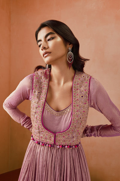 Punit Balana Lilac Koti Anarkali Set indian designer wear online shopping melange singapore