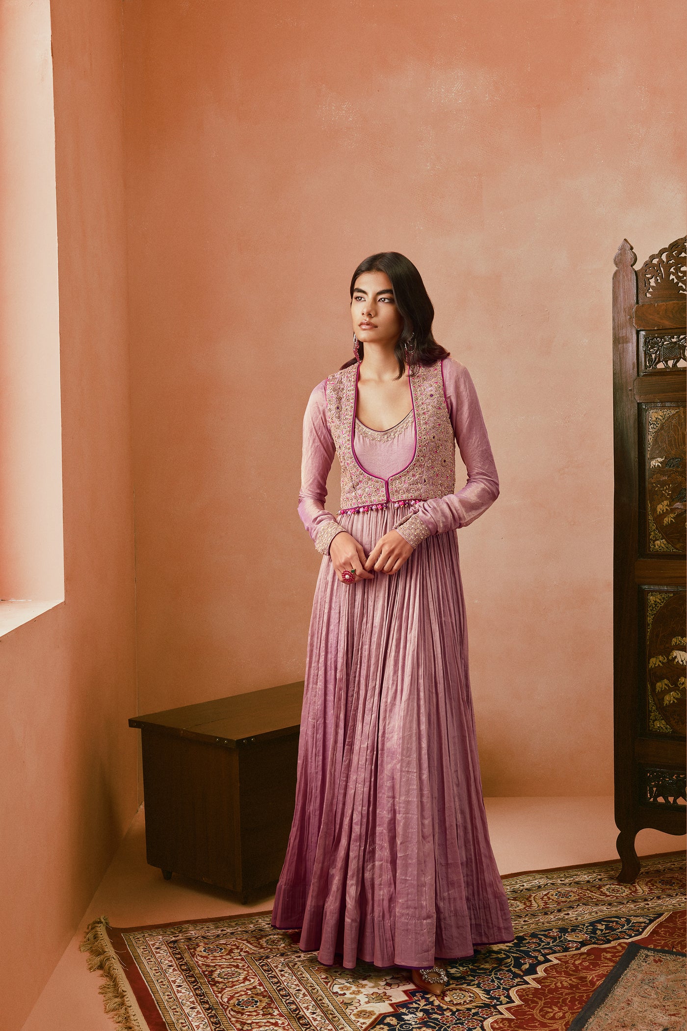 Punit Balana Lilac Koti Anarkali Set indian designer wear online shopping melange singapore