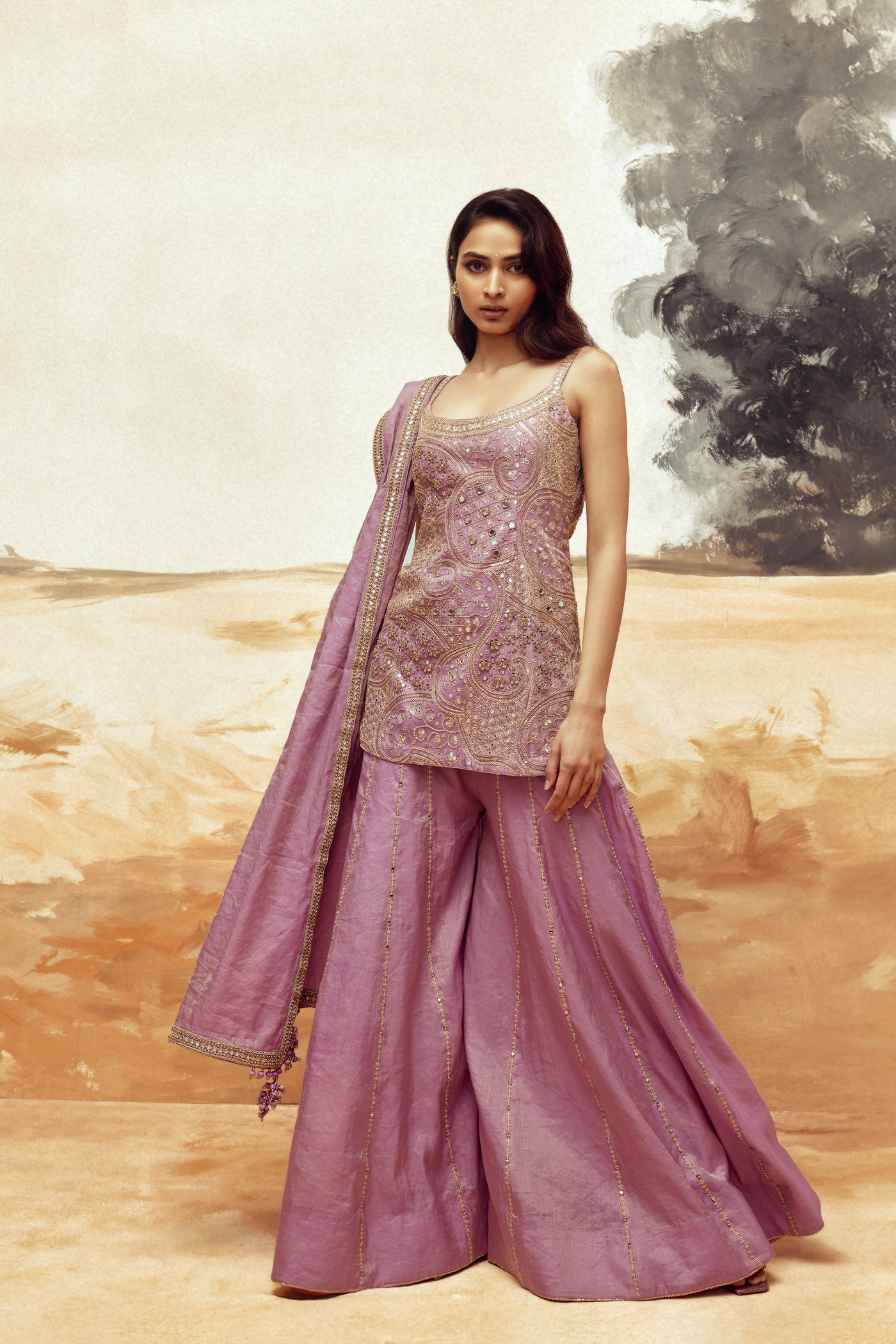 Punit Balana Lilac Sharara Set indian designer wear online shopping melange singapore
