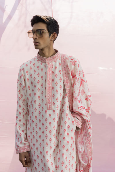 Punit Balana Menswear Booti Print Dushalla Kurta Set indian designer wear online shopping melange singapore