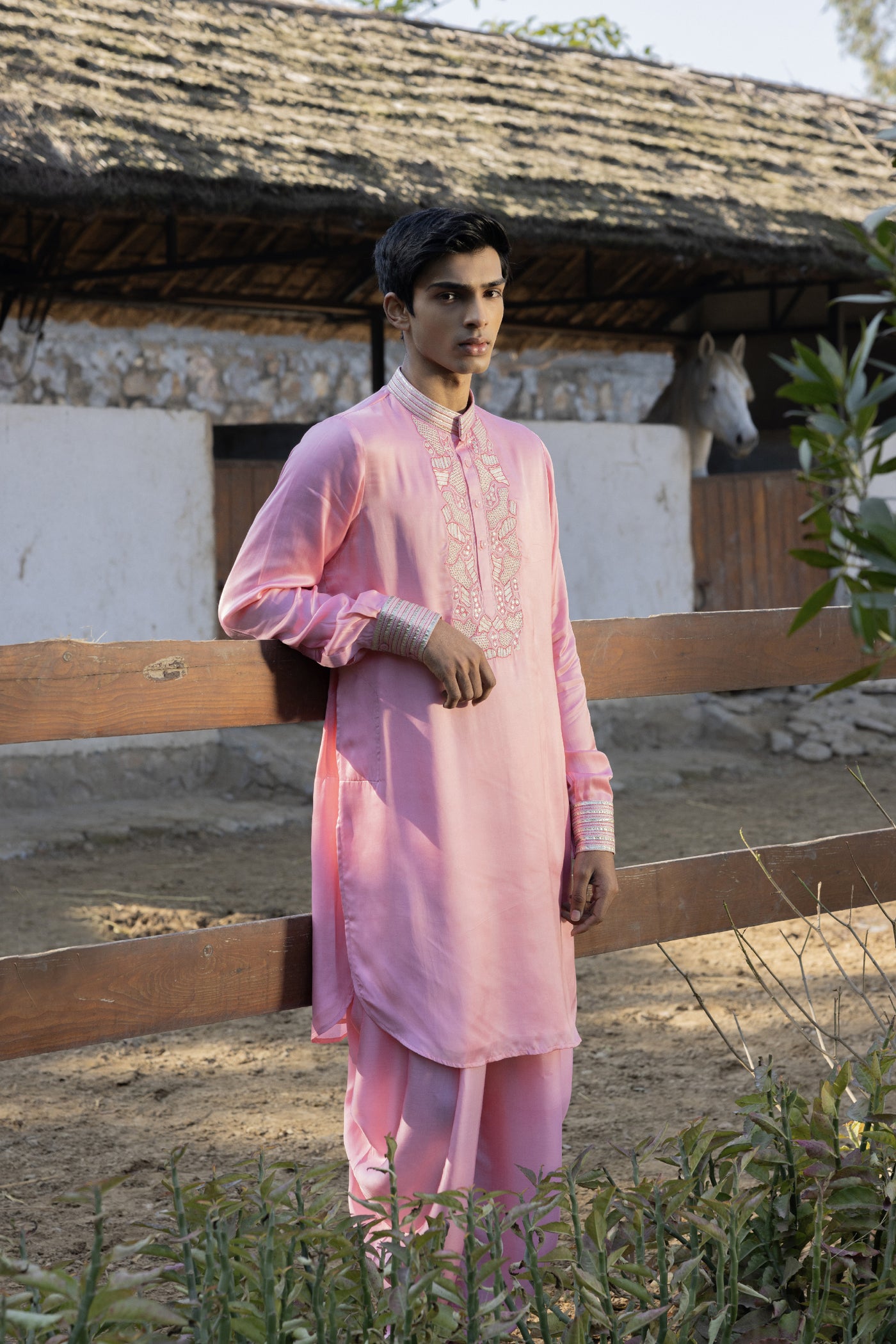 Punit Balana Menswear Masoom Gulaabi Kurta Set indian designer wear online shopping melange singapore