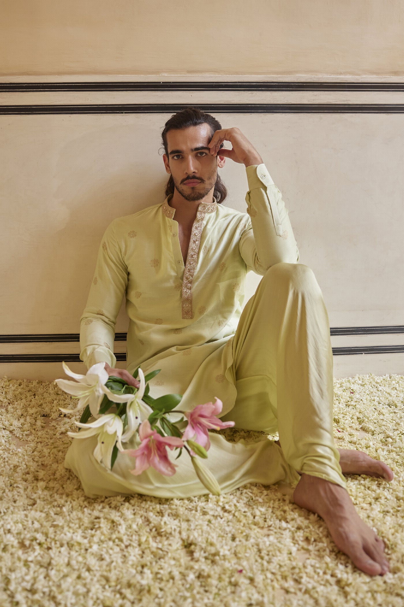  Punit Balana Menswear Mint Kurta With Pants indian designer wear online shopping melange singapore