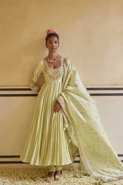 Punit Balana Mint Anarkali Paired With Dupatta & Churidar indian designer wear online shopping melange singapore