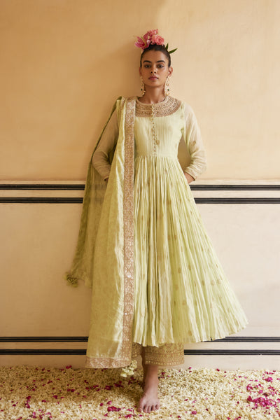 Punit Balana Mint Anarkali Paired With Dupatta & Churidar indian designer wear online shopping melange singapore