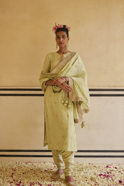 Punit Balana Mint Kurta Paired With Pants & Dupatta indian designer wear online shopping melange singapore
