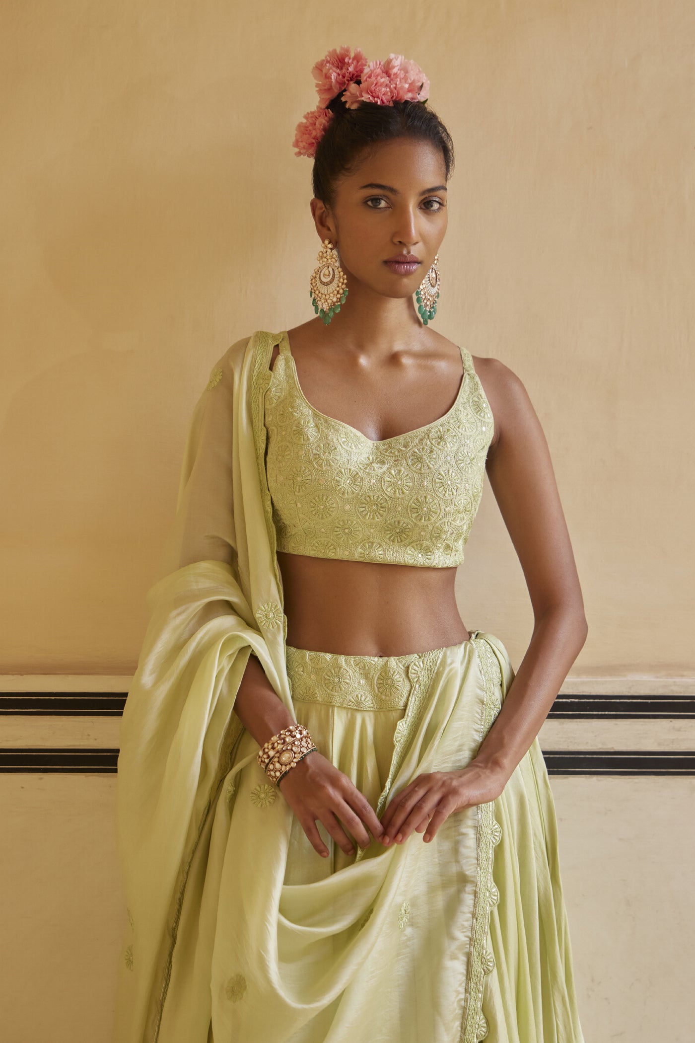 Punit Balana Mint Lehenga Paired With Blouse & Dupatta indian designer wear online shopping melange singapore