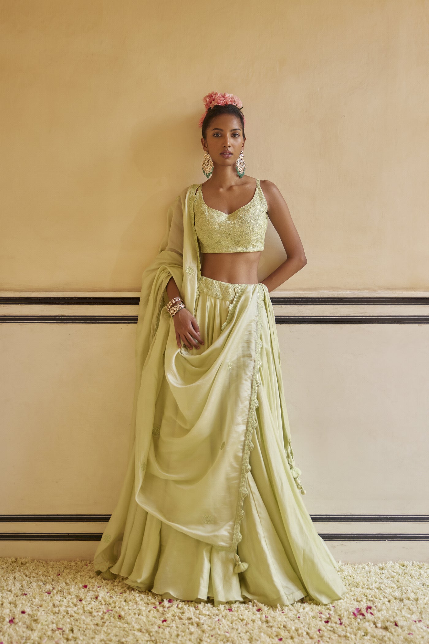 Punit Balana Mint Lehenga Paired With Blouse & Dupatta indian designer wear online shopping melange singapore