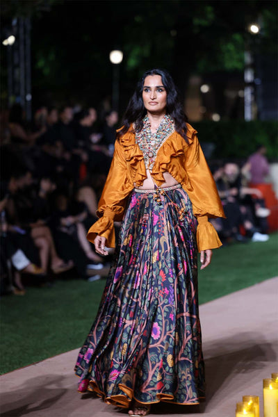 Punit Balana Ruffle Kumari Set indian designer wear online shopping melange singapore 
