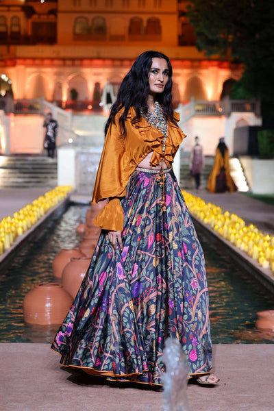 Punit Balana Ruffle Kumari Set indian designer wear online shopping melange singapore 
