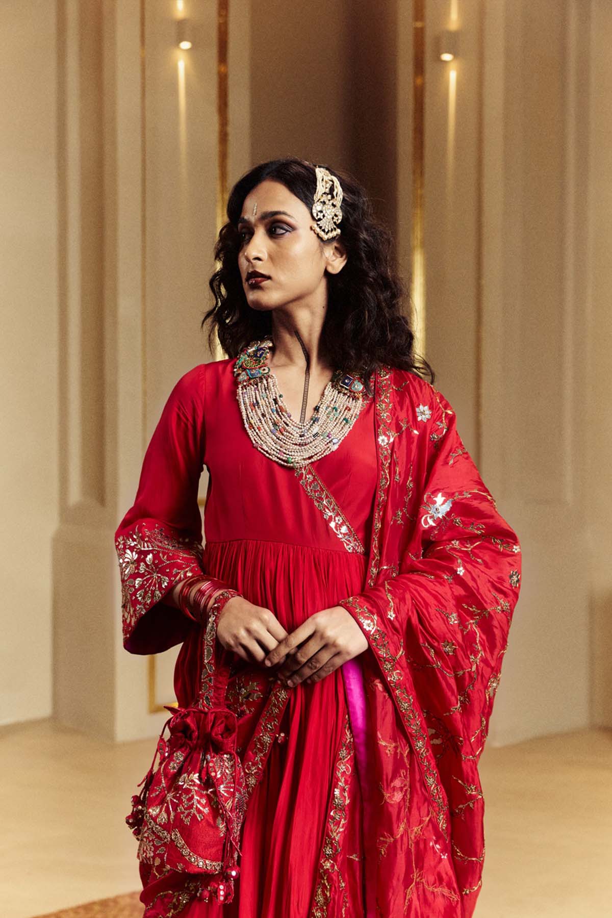 Punit Balana Surkh Laal Anarkali Gharara Set indian designer wear online shopping melange singapore 
