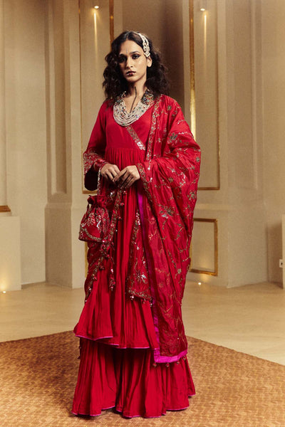 Punit Balana Surkh Laal Anarkali Gharara Set indian designer wear online shopping melange singapore 