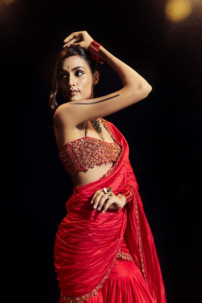 Punit Balana Surkh Laal Gharara Saree Set indian designer wear online shopping melange singapore